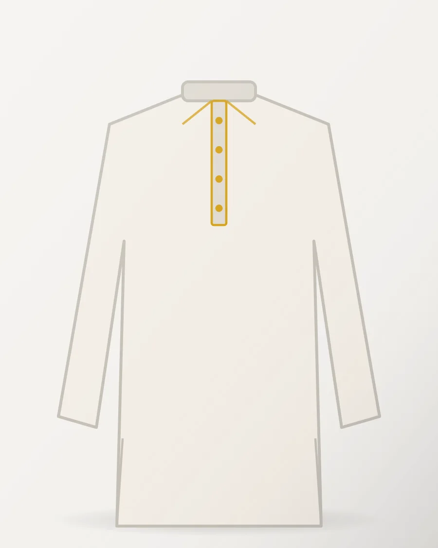 Cotton Embroidered Panjabi in Off White – front view