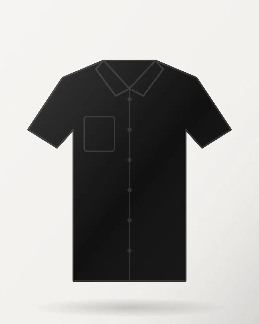Cuban Collar Half Sleeve Shirt in Black – front view