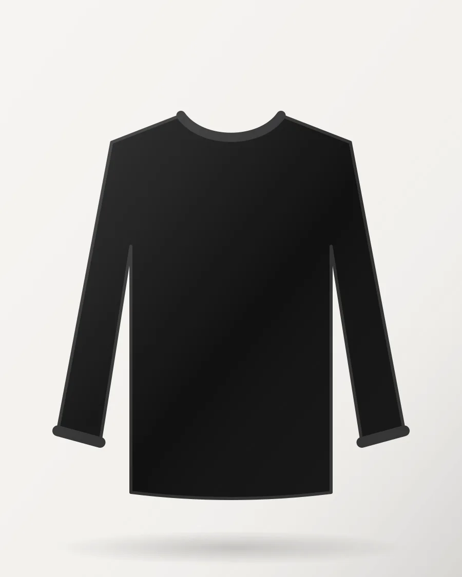 Full Sleeve Crew Neck Tee in Black – front view